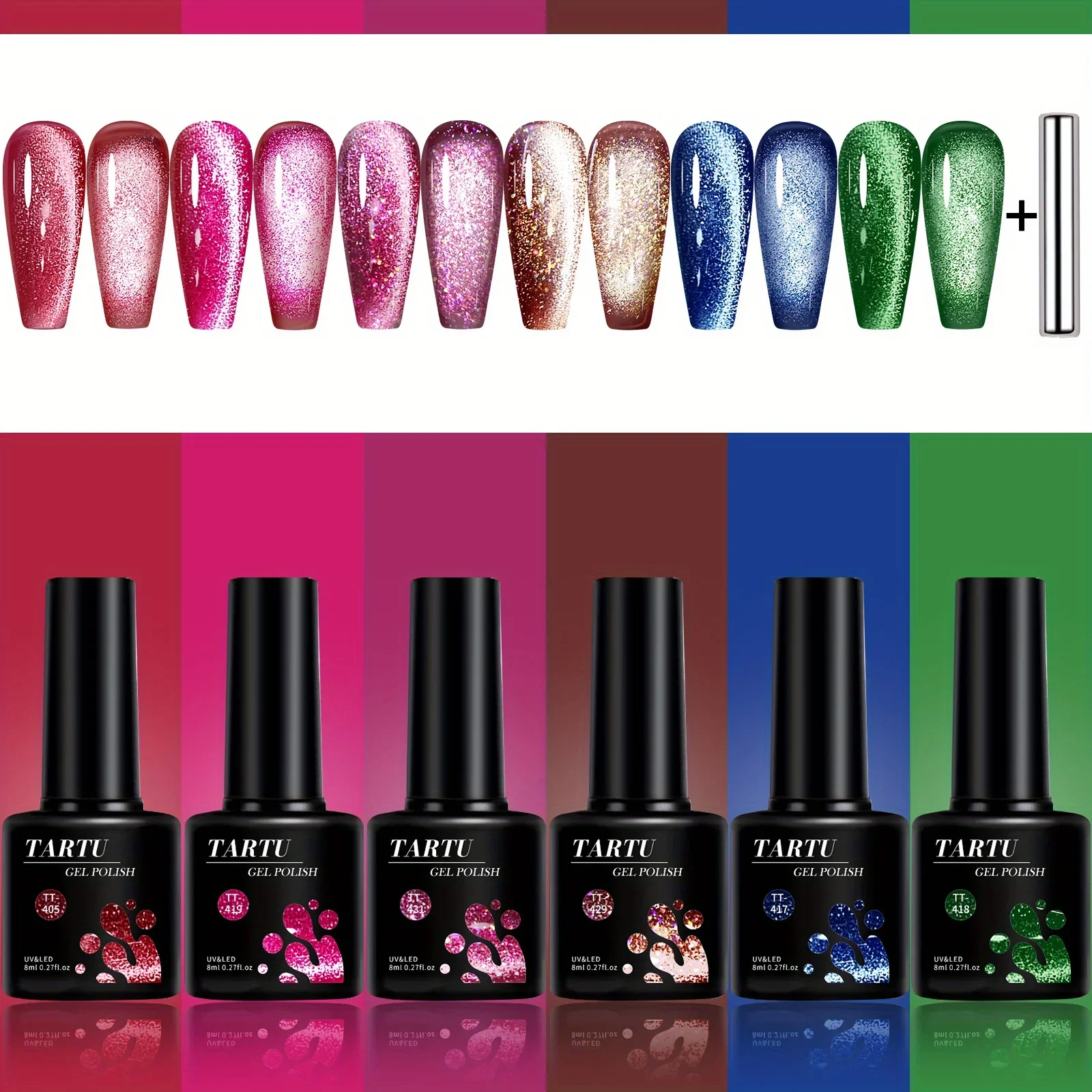 TARTU 6-Color Cat Eye Gel Nail Polish Set (8ml)